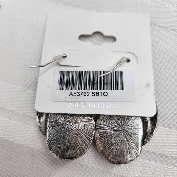 ICON Feather Framed Faux Turquoise Earrings NWT - Picture 3 of 4